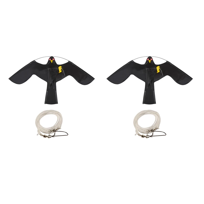 

2Piece Realistic Flying Eagle Kites For Garden Yard Black Realistic Flying Eagle Kites Nylon Cloth
