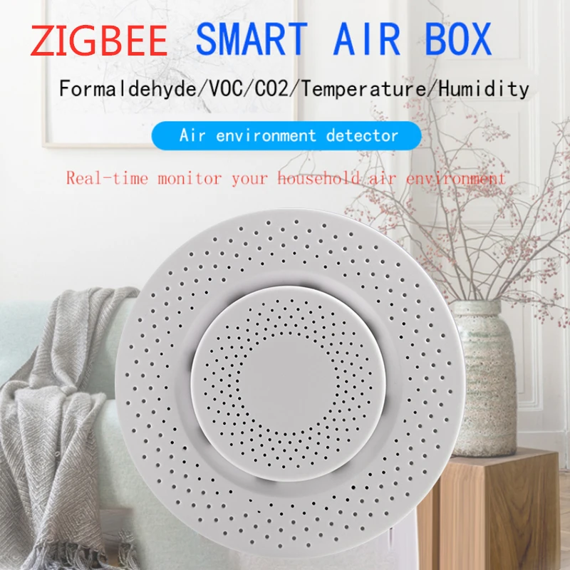 

Wifi Zigbee Tuya Smart Carbon Dioxide Detector CO2 Gas Sensor Formaldehyde VOC Temperature Humidity Sensor APP Control Air Box