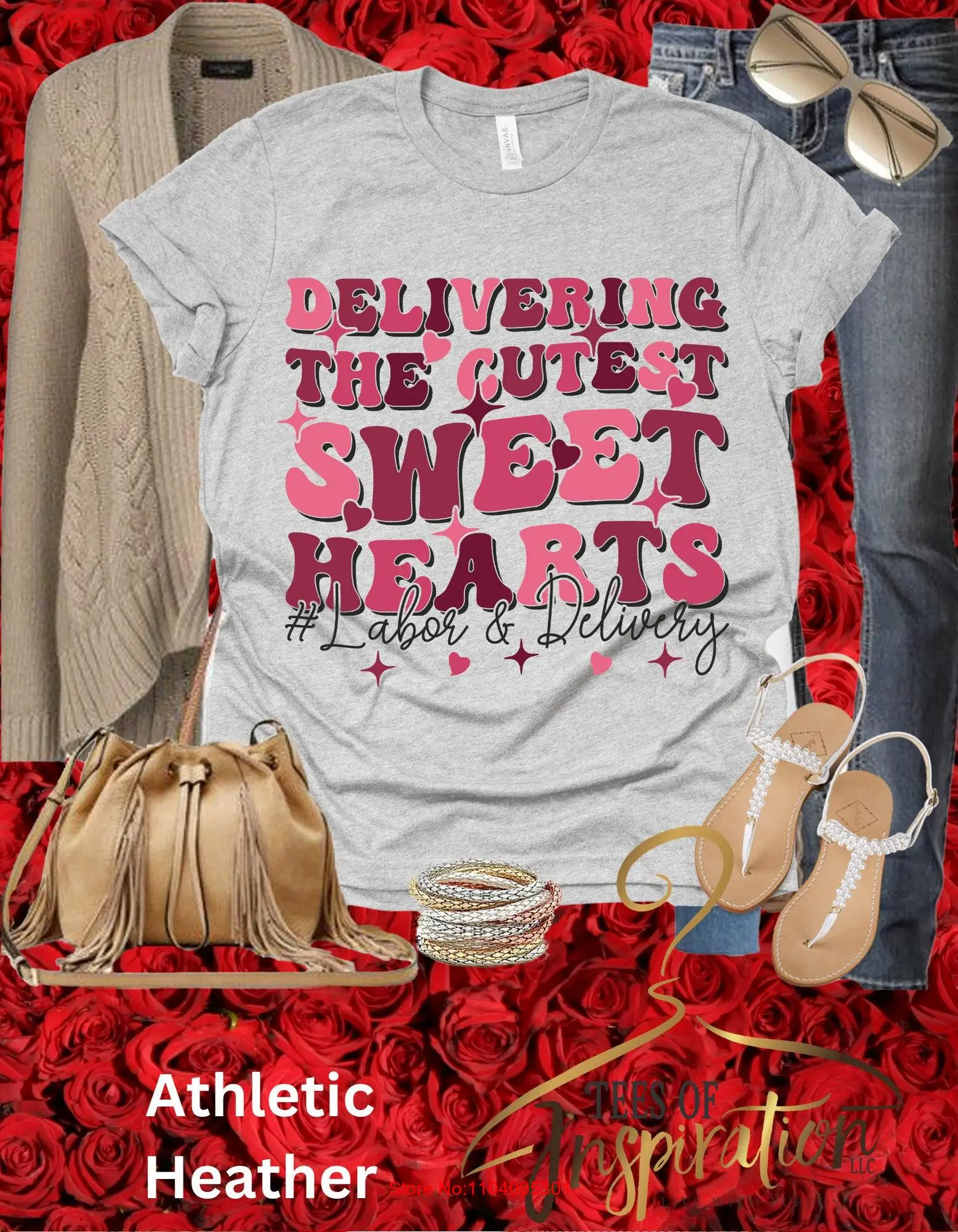 Delivering the Cutest Sweet Hearts Labor Delivery Doula RN Nurse Valentines Day T Shirt XOXO Cupid long or short sleeves