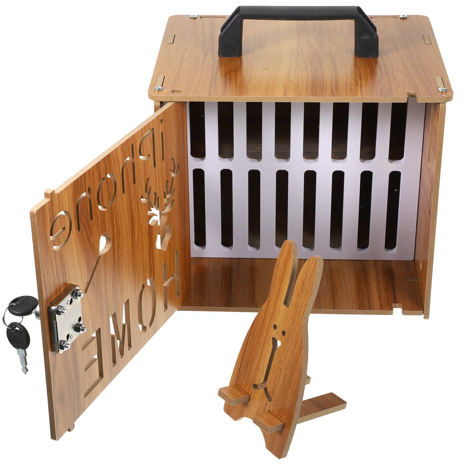 

Storage Case Wooden Cell Jail Telephone Rack Mobile Multi-slot Organizer Office The Call