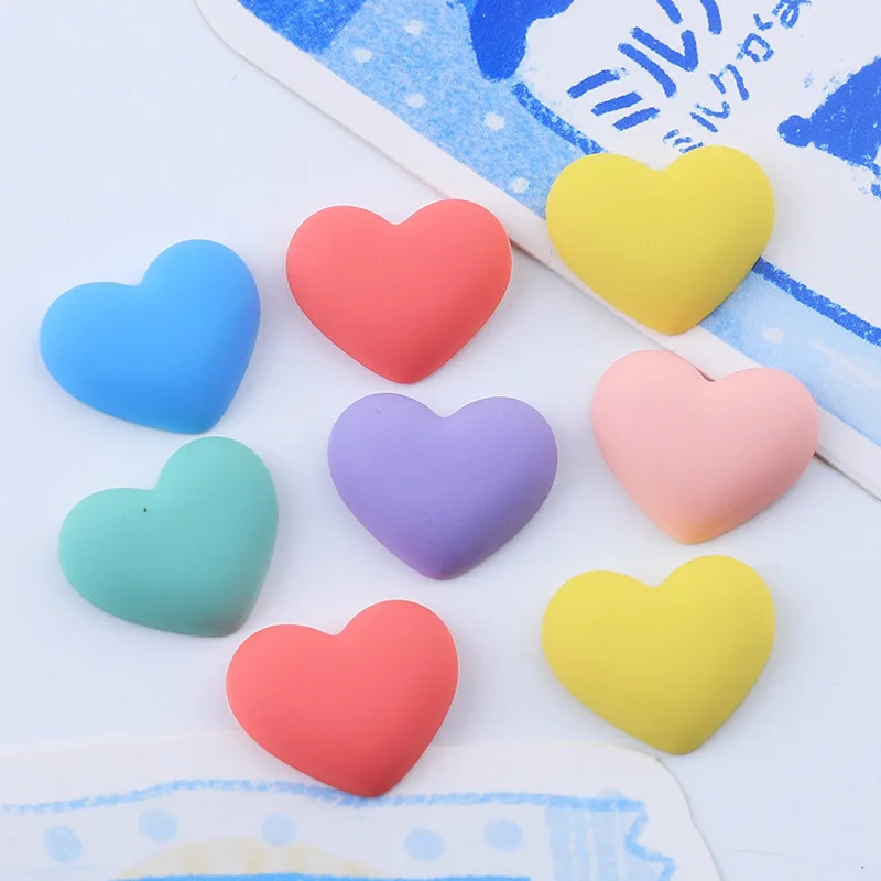 

200pcs Kawaii Flatback Resin Frosted Heart Cabochon DIY Handmade Hair Bow Decoration Scrapbook Phone Case Accessories