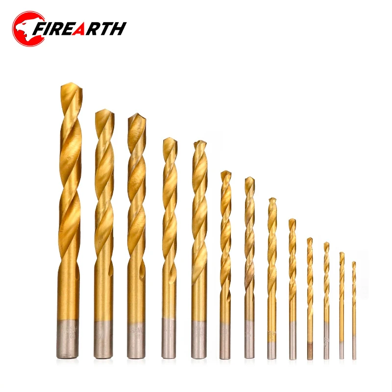 

13pcs 2-12mm Titanium Coated HSS Twist Drill Bit Set Round Shank Gun Drill Bit For Wood/Metal Drilling Core Drill Bit
