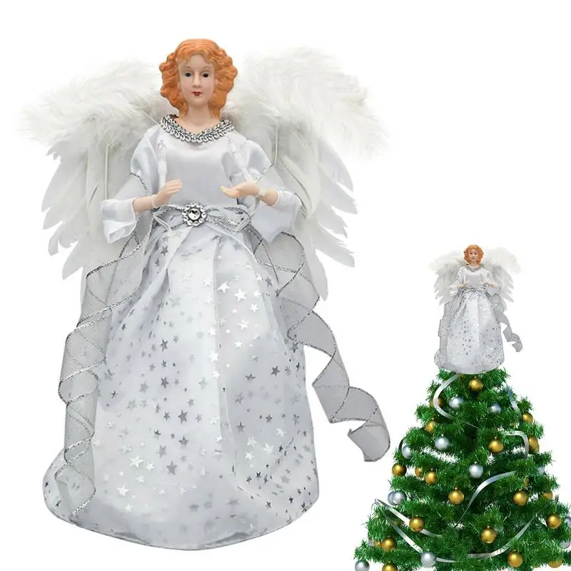 

Angels Christmas Tree Topper Angel With Feather Wings Christmas Tree Topper Christmas Tree Ornament For Indoor Office Christmas