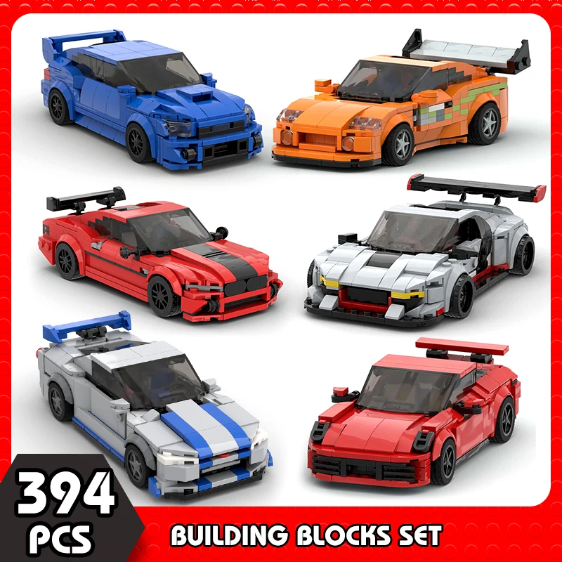 

MOC Technical Sports Car Vehicle Speed Champions GT-R R34 Racer Building Blocks Supercars Racing Bricks Garage Toys for Boys