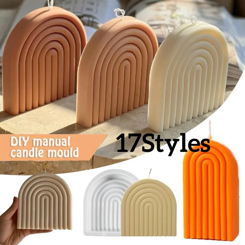 

14cm Rainbow Arch Candle Silicone Mold DIY Rainbow Bridge Geometry Candle Making Soap Resin Plaster Mould Art Craft Home Decor