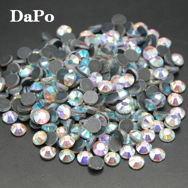 Высококачественные Стразы SS6 SS8 SS10 SS12 SS16 SS20 SS30 Crystal AB DMC с горячей фиксацией плоской