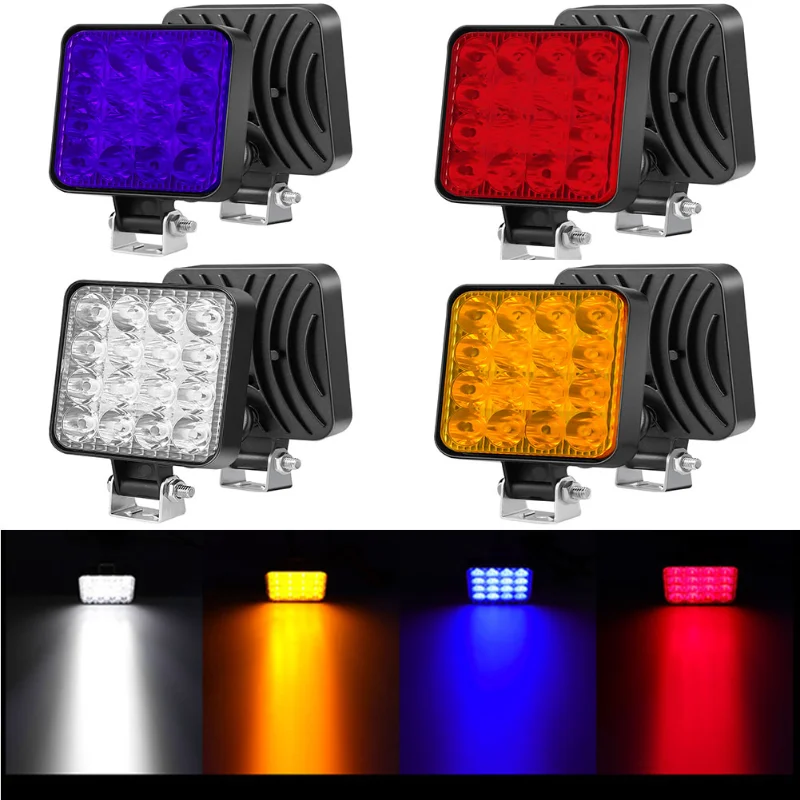 

Dustproof 16Led Work Light Spotlight Waterproof Bar Square Spotlight 12V 48W Truck Off Road Night Driving Light Car Accessories