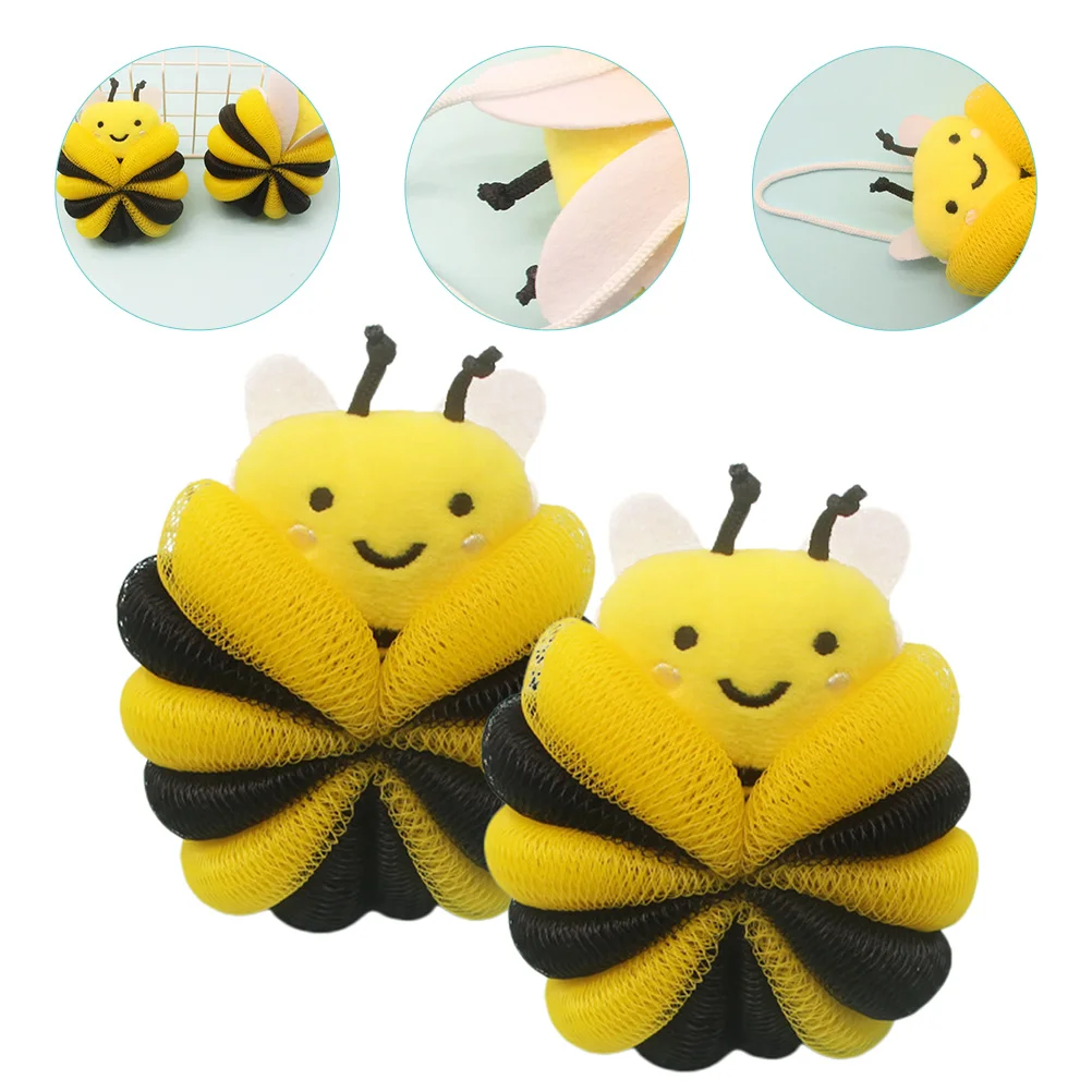 

2 Pcs Bath Ball Household Cleaning Sponges Skin Scrubber Body Supplies Pe Cartoon Shower Loofah Toddler Bathroom Portable