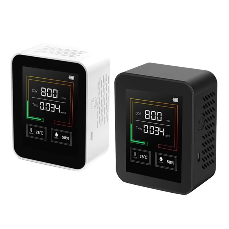 

Indoor Air Quality Monitor LCD Digital Co2 Air Quality Meters Real for TIME TFT Intelligent Air Quality Sensor DropShipping