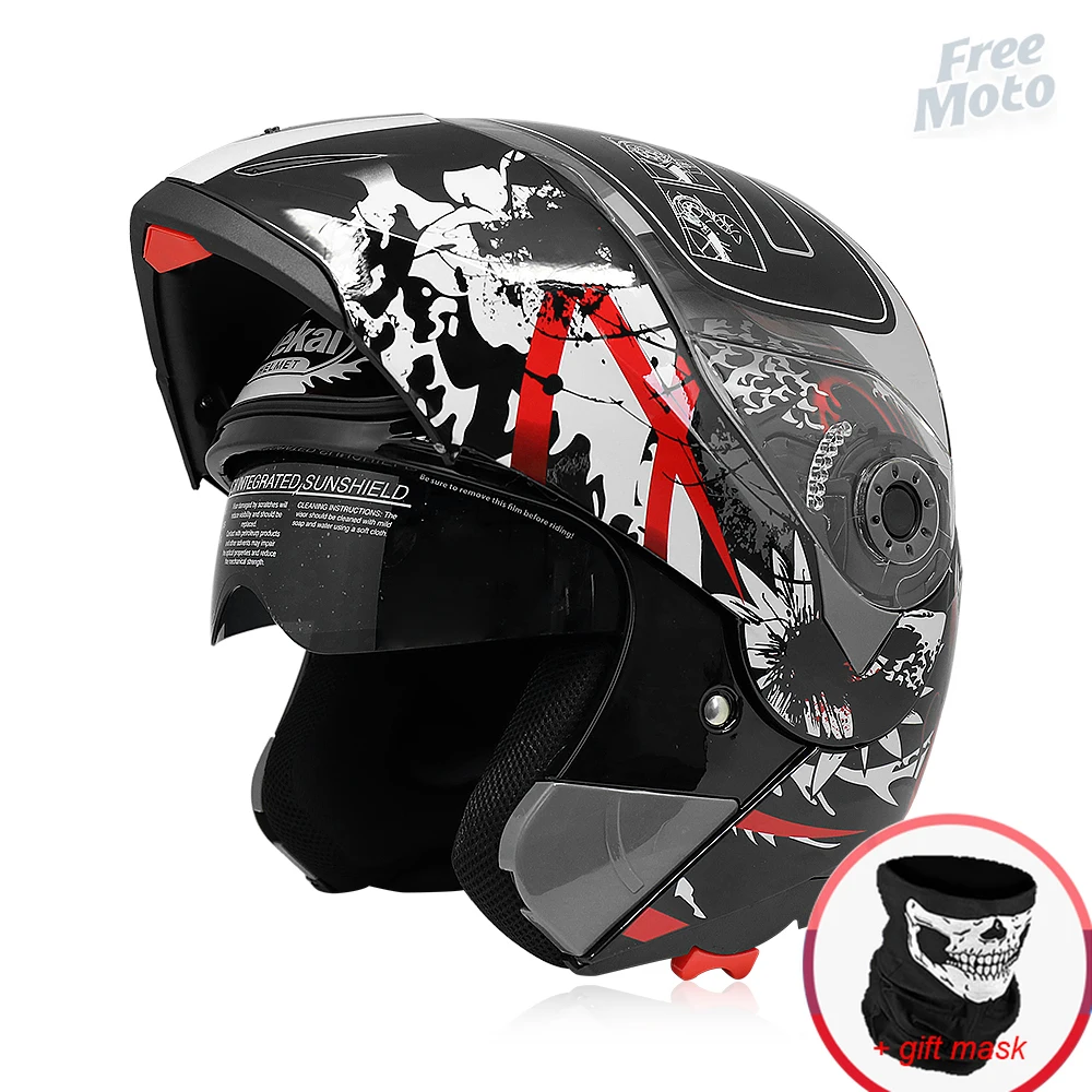 

JIEKAI Motorcycle Flip Up Helmet Summer Double Sun Visor Moto Motorbike Helmet with Inner Sun Visor Helmets Safety Moto casco