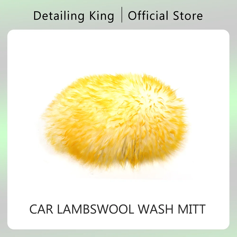 DETAILING KING Premium Car Wash Mitt 100% Natural LambsWool SCRATCH FREE Ultra Soft Car Washing Glove Detailing Tools