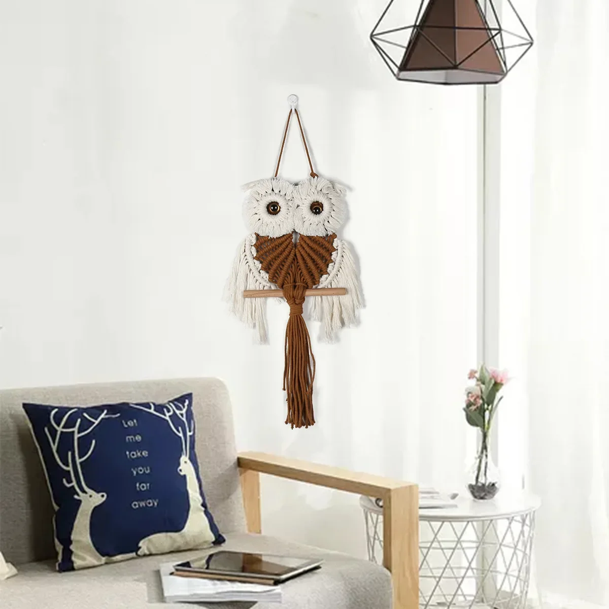 Ручное плетение искусство украшение на стену в богемном стиле сова макраме для