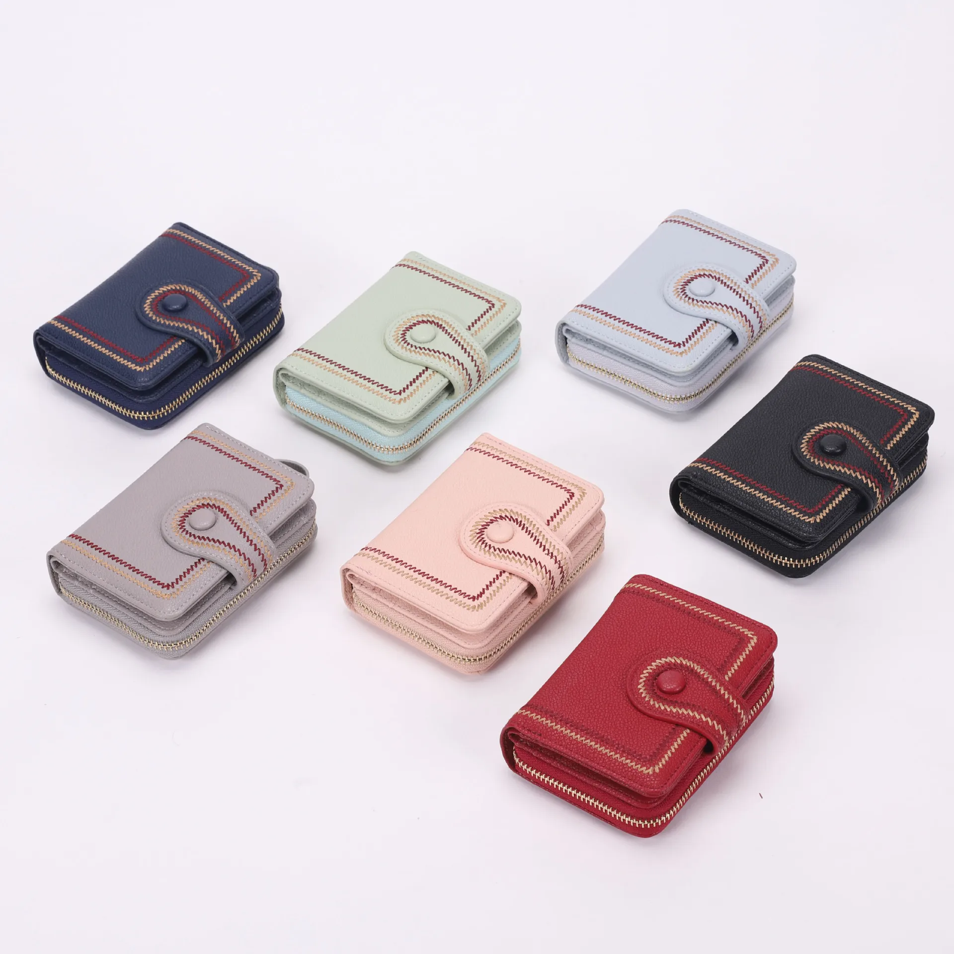 

2022 New Trendy Ladies Fashion Wallet Women Cute Small Short Coin Organ Card Bag Embroidered Ladies Leather Wallets