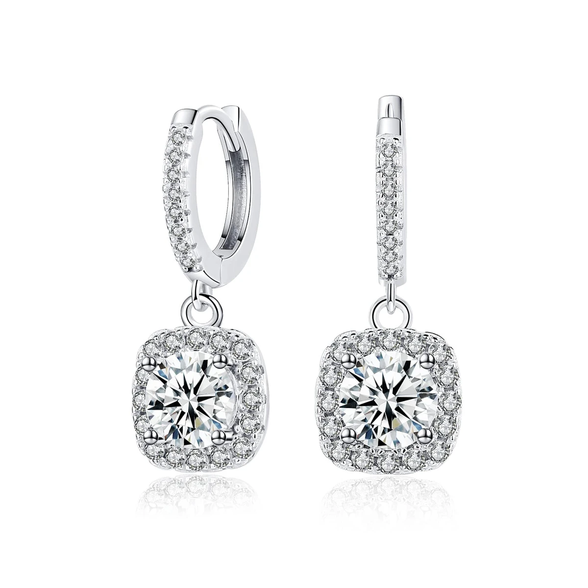 

D Color Moissanite Earring Women 925 Sterling Sliver Plated White Gold Hoop Earring Ladies Wedding Engagement Fine Jewelry