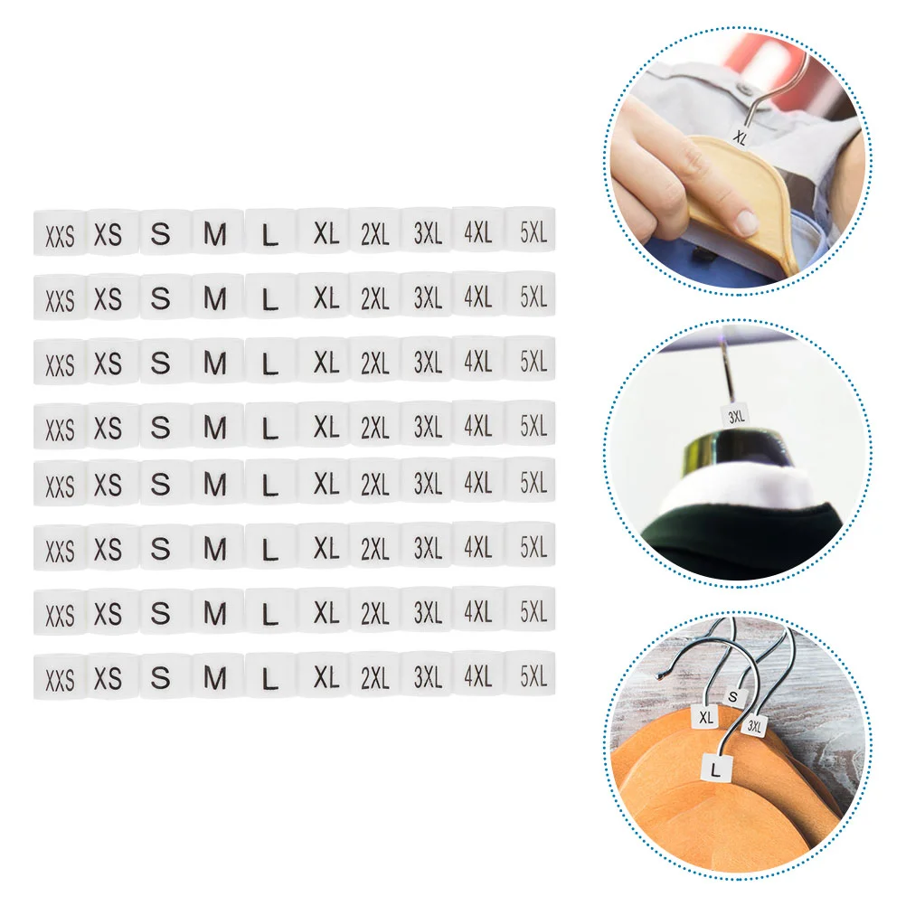 

200 Pcs Hangers Closet Dividers Clothes Garment Markers Round Clothing Rack Skirt Snap Labels Size