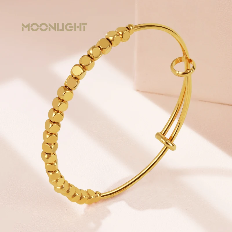 

MOONLIGHT 2023 Adjustable Charm Bracelet For Women Golden Round Beads Bangles New Design Female Jewelry Party Gift Wholesale