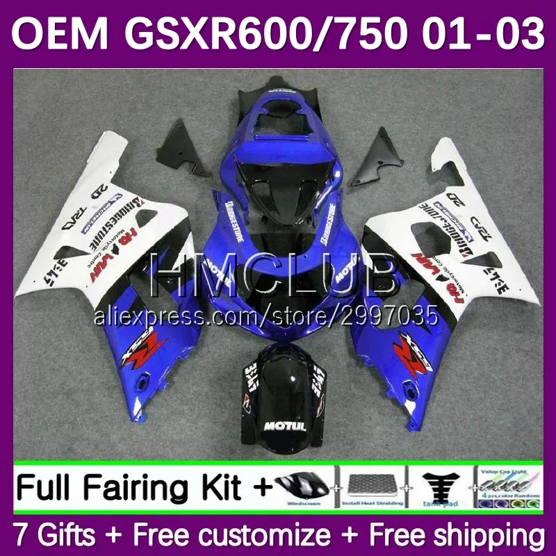 

Injection For SUZUKI GSXR-750 GSXR600 K1 GSXR 750 600 CC 58No.21 GSXR750 2001 2002 2003 GSX-R600 01 02 03 Fairings blue white