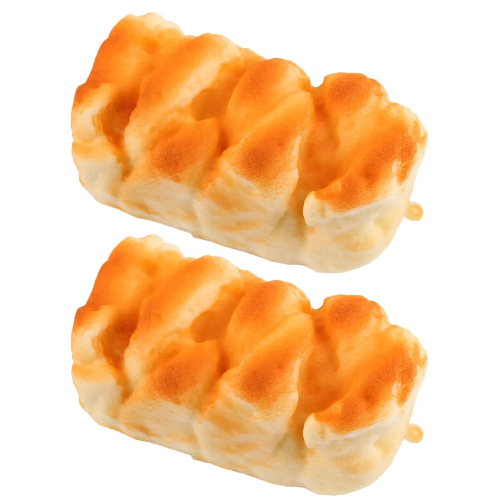 

2pcs Squeeze Bread Fake Bread Adornment Lifelike Bread Photography Prop