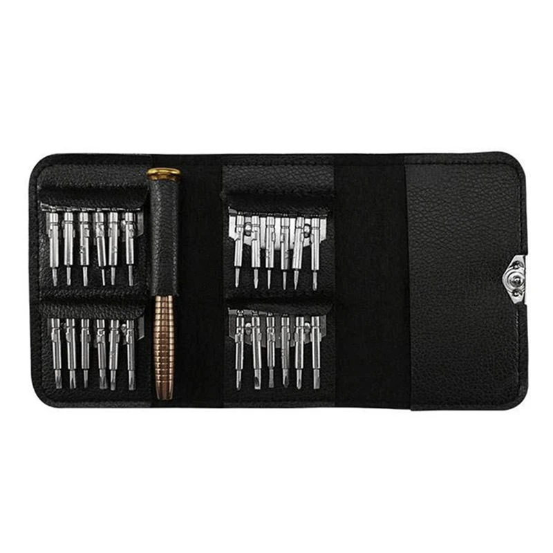 

25-In-1 Multifunctional Leather Case Manual Screwdriver Bit Set Accessories Mobile Phone Notebook Maintenance Tool