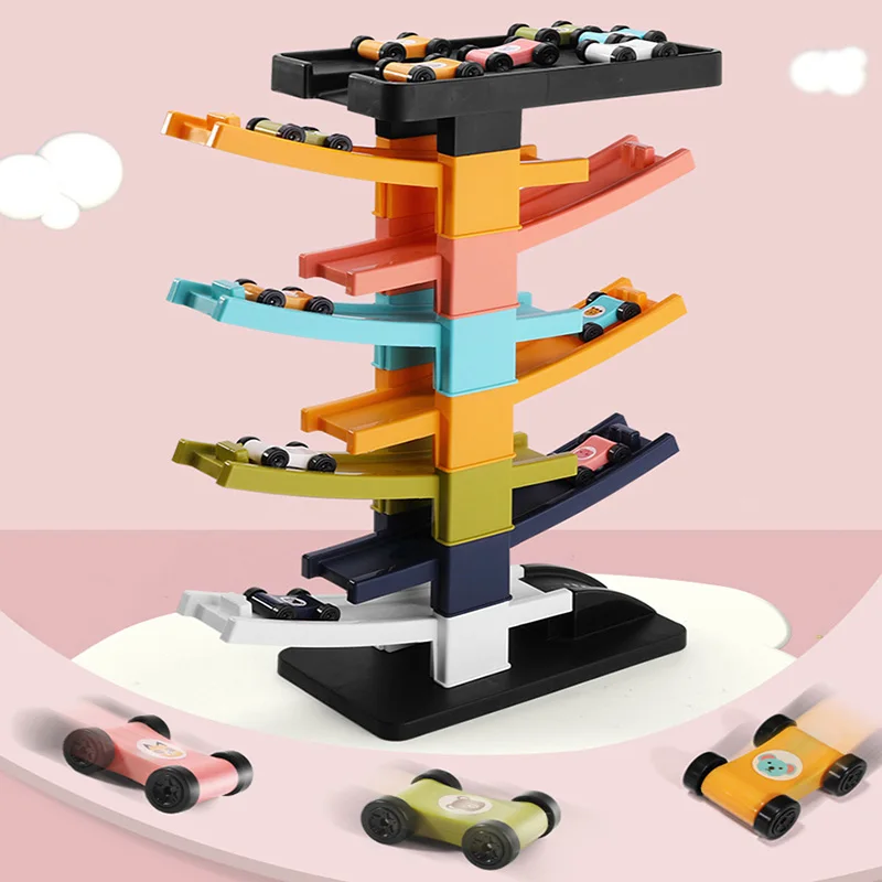 Мультяшная детская пластиковая лестница скользящий автомобиль гоночный трек