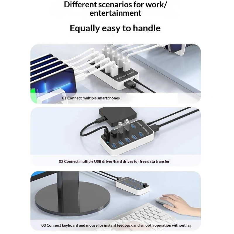USB-хаб Fmouse 3.0 на 4 порта, многофункциональный расширитель с удлиненным кабелем для подключения внешних устройств к ноутбукам, настольным ПК и компьютерам (art.: 3920d9c5a2d41) - 3920d9c5a2d41