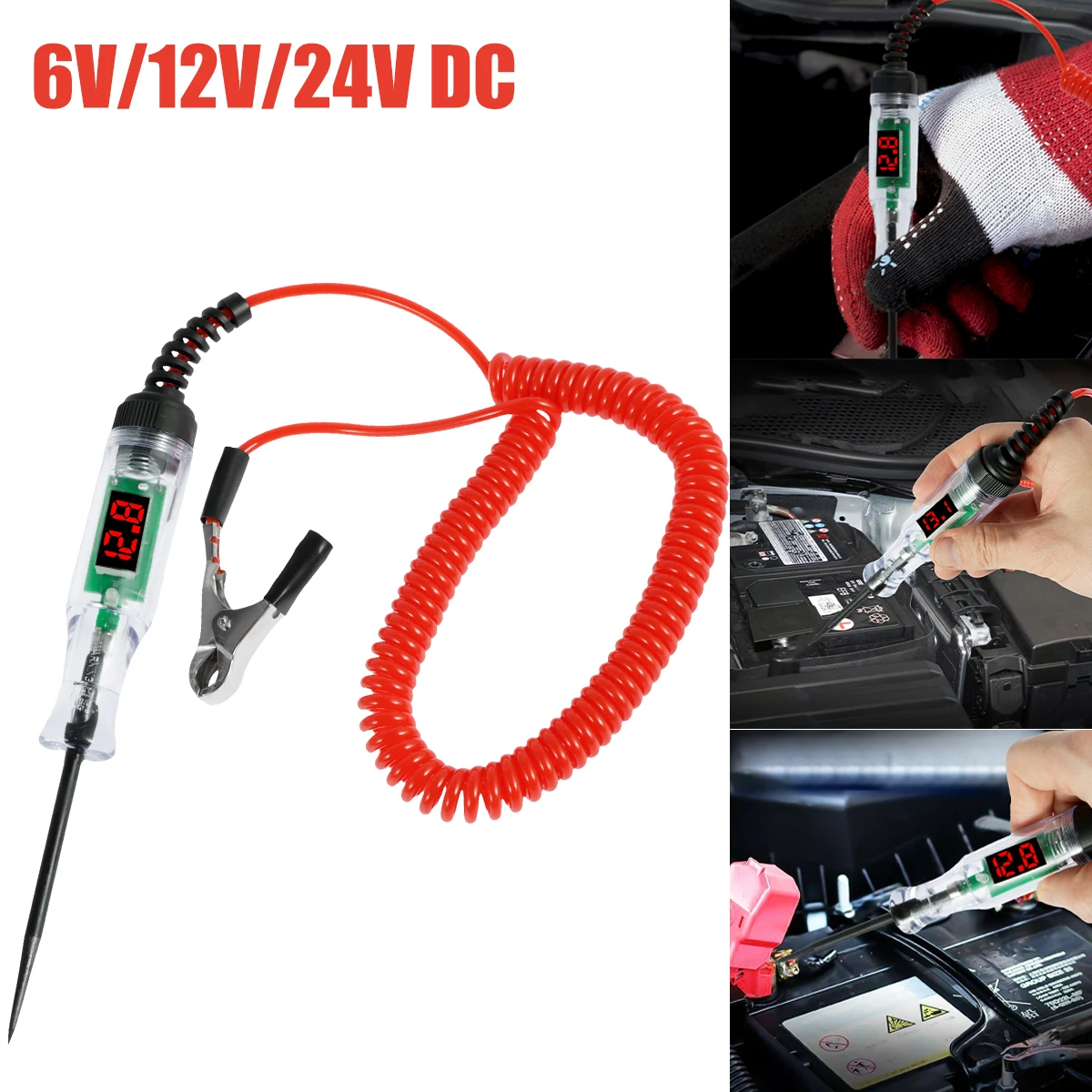 

Цифровой тестер напряжения, точный тестер цепи, ручка постоянного тока 6-24 В, профессиональный автомобильный диагностический прибор, ручка ...