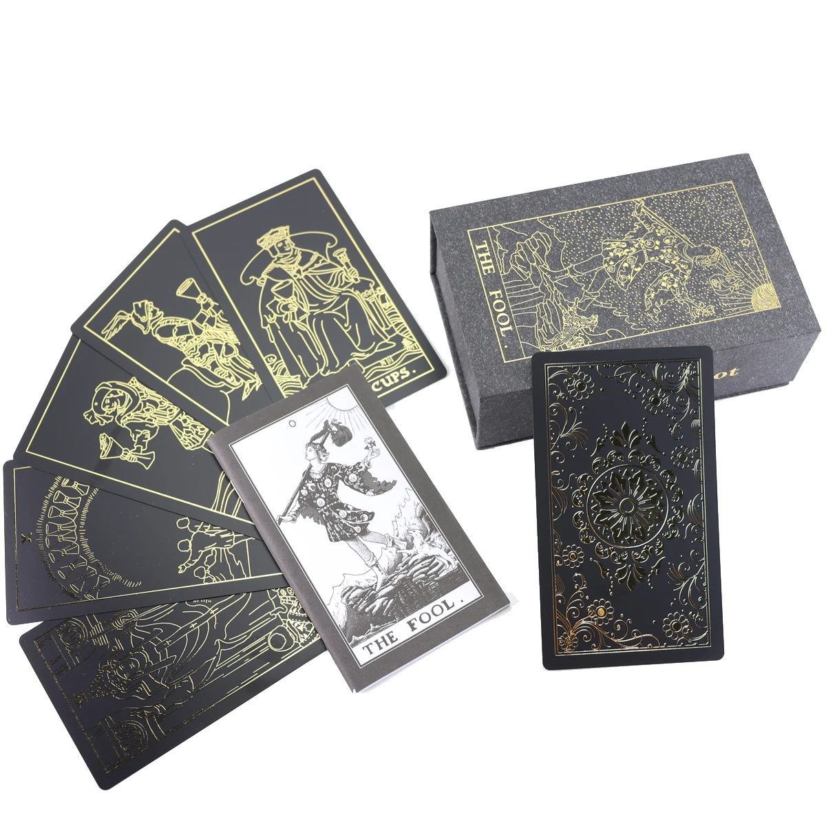 

Черная Золотая фольга Tarot брендовый пластиковый водонепроницаемый Tarot полный английский издание волшебный Таро колода настольные игры кар...