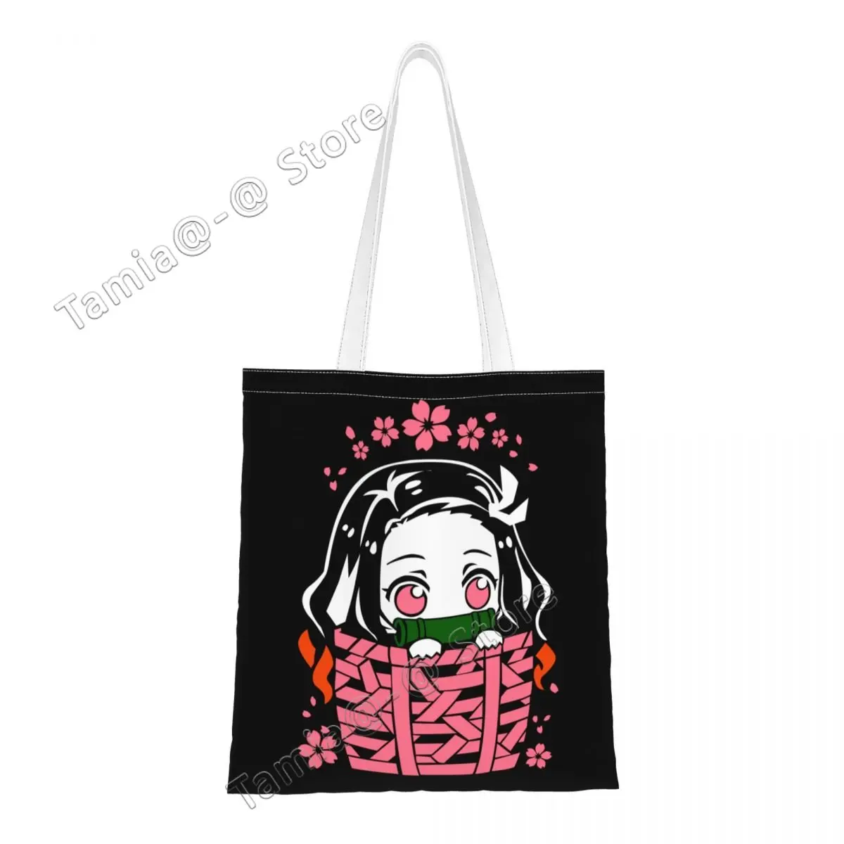 

Kawaii Kimetsu No Yaiba Nezuko Kamado Shopping Tote Bags Recycling Demon Slayer Anime Manga Grocery Canvas Shoulder Shopper Bag
