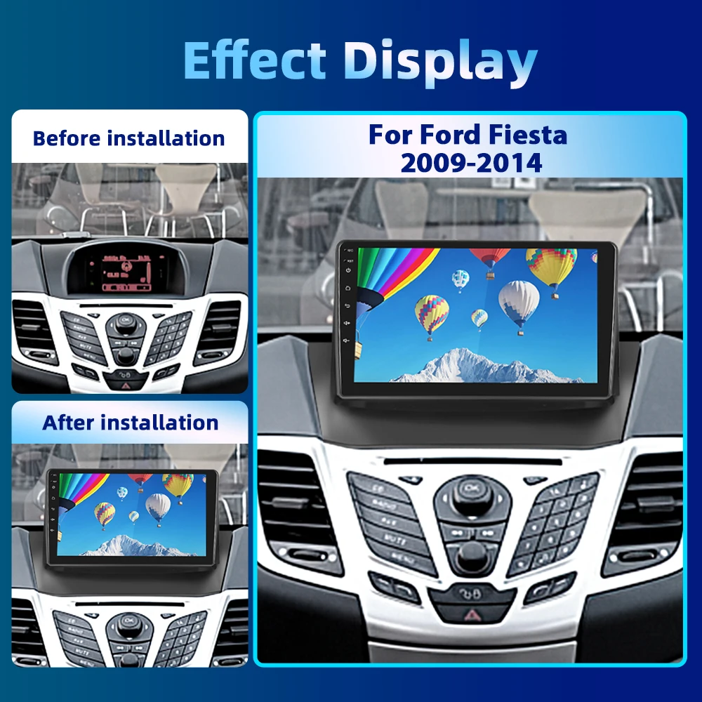 Автомагнитола Podofo 2DIN Android для Ford Fiesta 2009-2014 мультимедийный видеоплеер навигация GPS