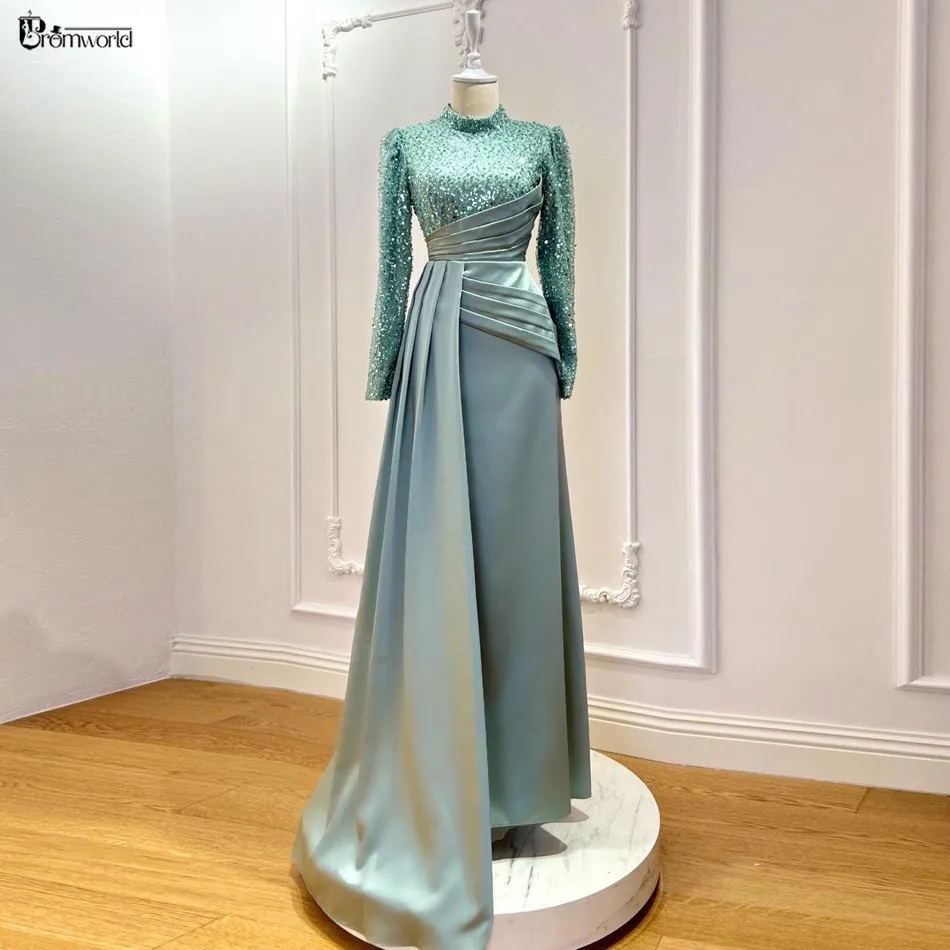 V Исламское мусульманское вечернее платье с длинными рукавами элегантное