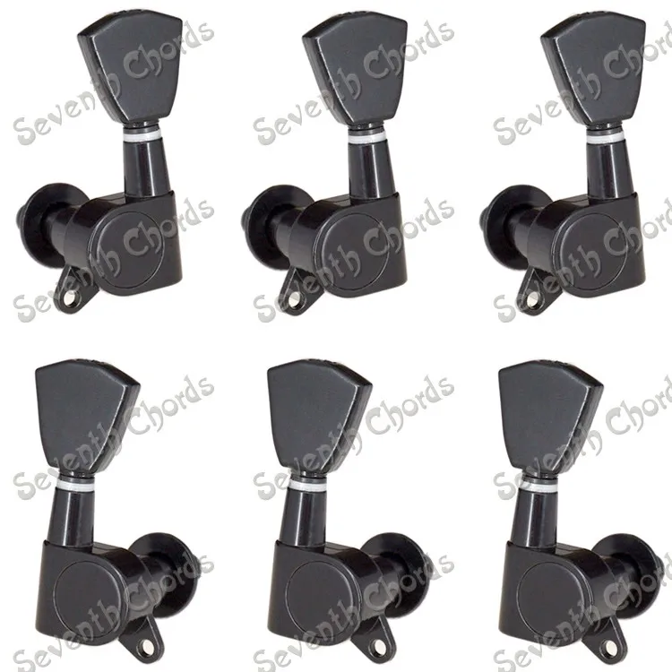 

A set of 6 Pcs Black Trapezoid Buttons Guitar Tuning Pegs Tuners Machine Heads For for Guitar Replacement parts (QFB-LX-BK)