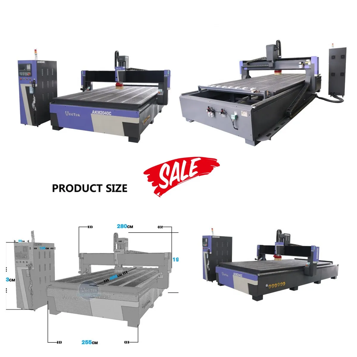 

AKM2040C Woodworking Machine For Wood Milling With Auto Tool Changers Delta Servo Motor CNC Router For Furniture Industry