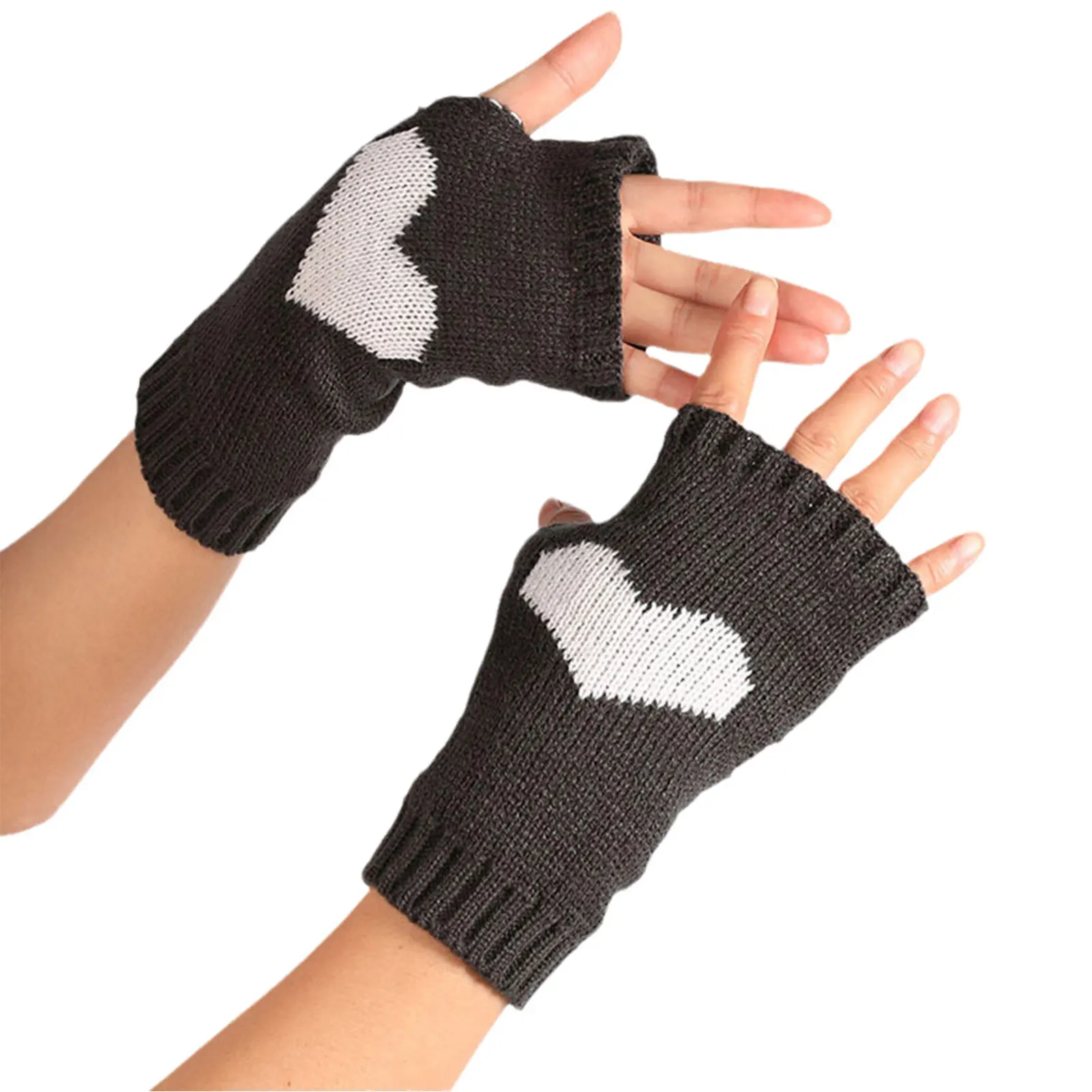 

Winter Fingerless Warm Gloves Ticken Touch Screen Knitted Anti-Slip Gloves for Women and Men