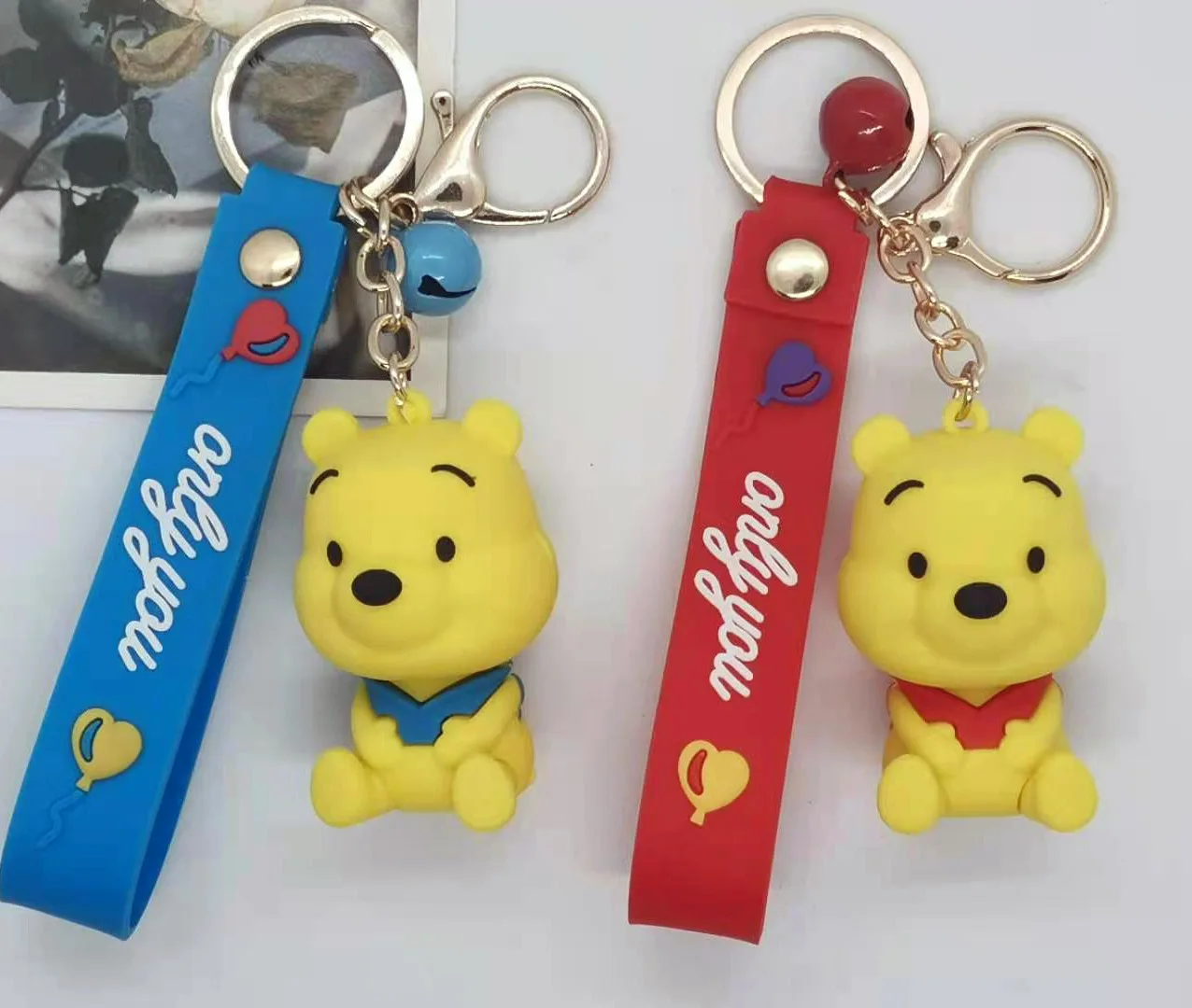 

Creative Cartoon Sitting Winnie The Pooh Doll Keychain Pendant Bag Car Key Chain Pendant Couple Small Gift