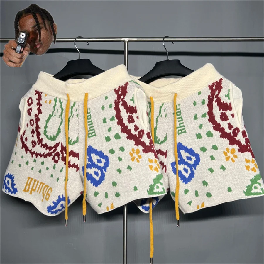 

Мода 2023ss ЖАККАРДОВЫЕ мужские 1:1 высококачественные желтые женские шорты на шнурке ревеня Летние Стильные бриджи