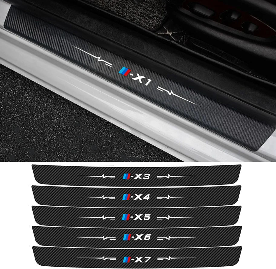 

Прочный Автомобильный багажник, внешний вид для Bmw X серии X1 X2 X3 X4 X5 X6 X7, защитная Накладка на порог из углеродного волокна с логотипом, защитн...