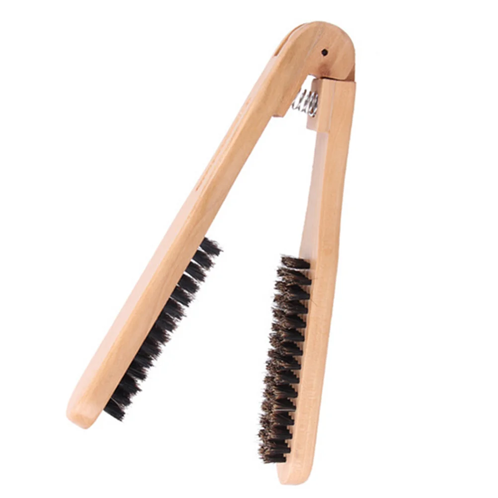 

1pc Hair Straightening Brush V-shaped Wooden Anti-static Brush Comb Hairdressing Tool for Home
