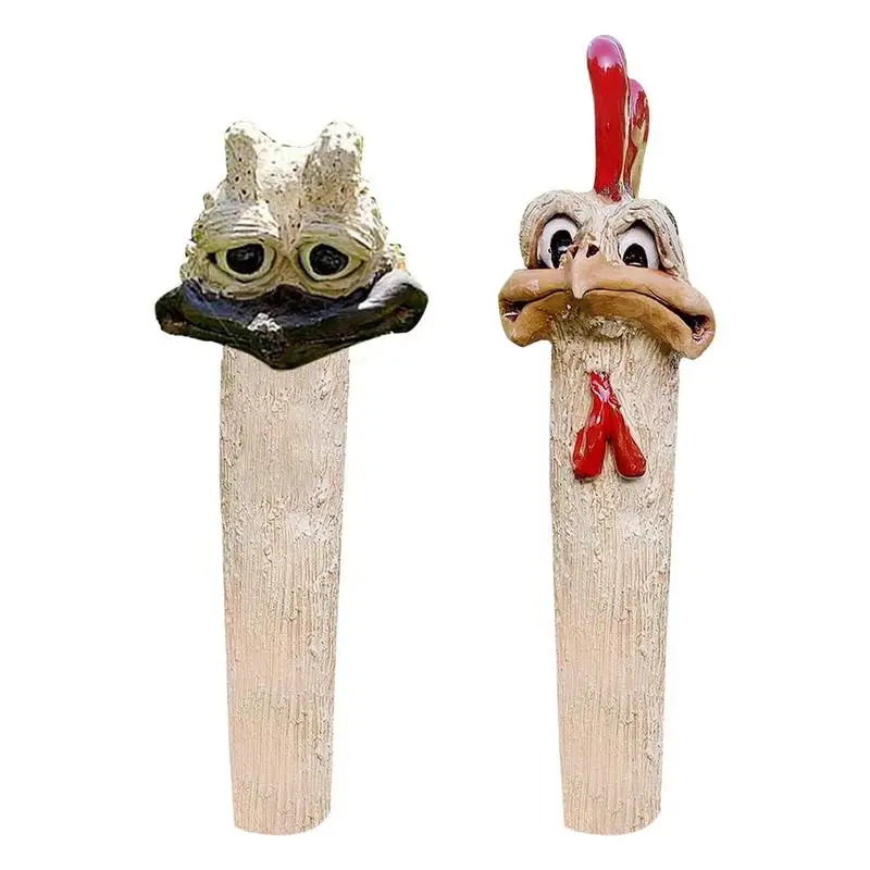 

Yard Chicken Figurine Chicken Yard Art Cartoon Garden Statues Countryside Sculpture Backyard Decoration Handmade Long Neck Farm