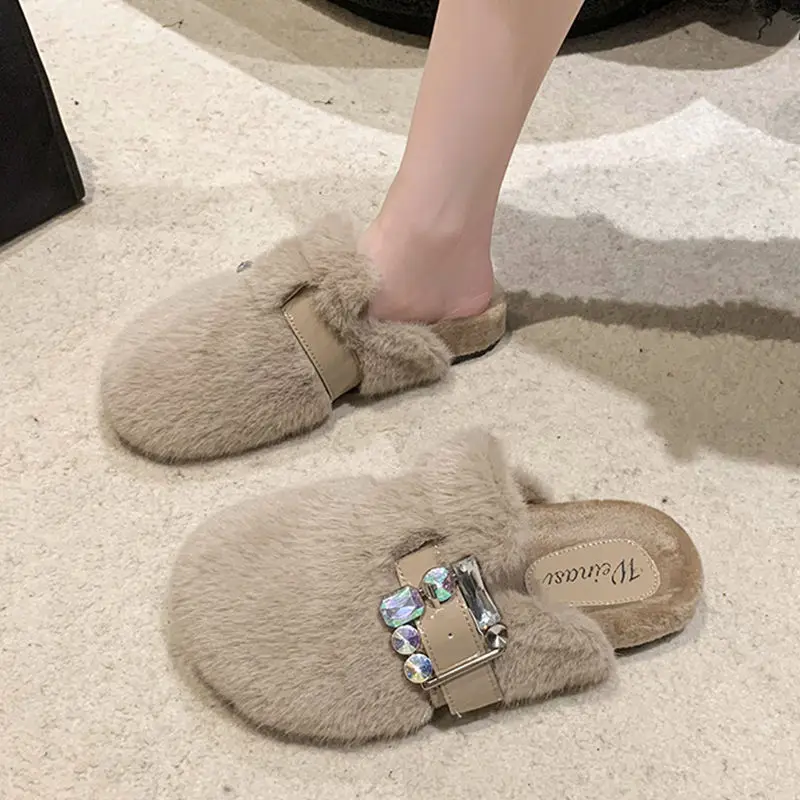 

House Slippers Platform Room Shoes Cover Toe Winter Footwear Flock Med Luxury Slides Massage Designer Flat Basic Elegant Rome Pl