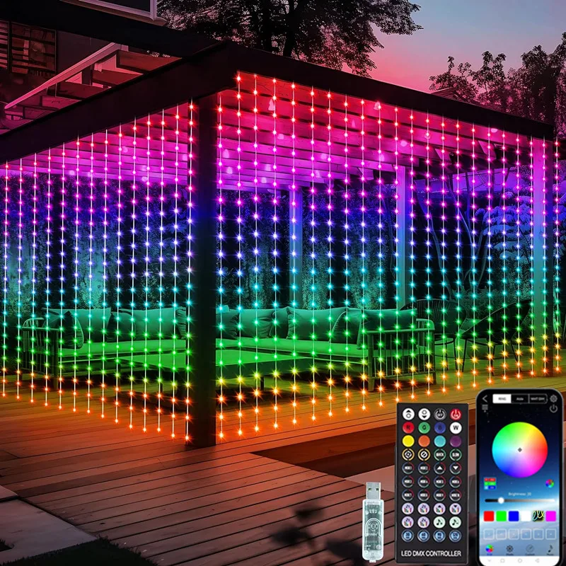 

Dreamcolor ws2812b rgbic умные светодиодные гирлянды-шторы 3x3м 300 светодиодов