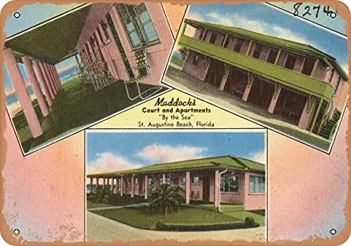 Настенный металлический знак - Открытка Флориды Суд Мадока и Квартиры по море&quot