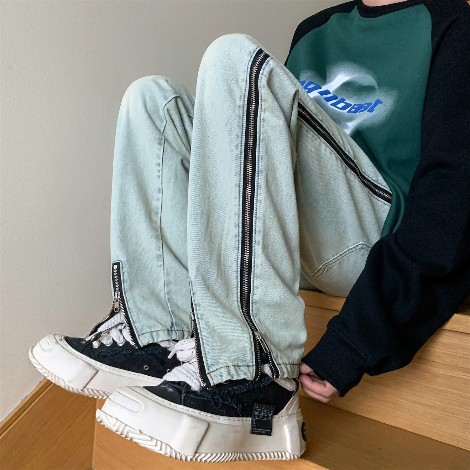 

Джинсы Hybskr мужские с разрезом, на молнии, весна 2023