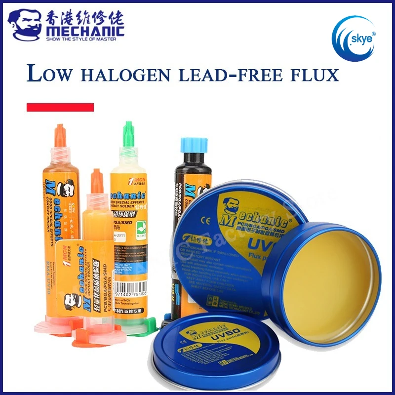

MECHANIC environmentally friendly halogen-free no-cleaning flux paste UV10 UV50 UV80 rosin welding SMT electronic syringe flux