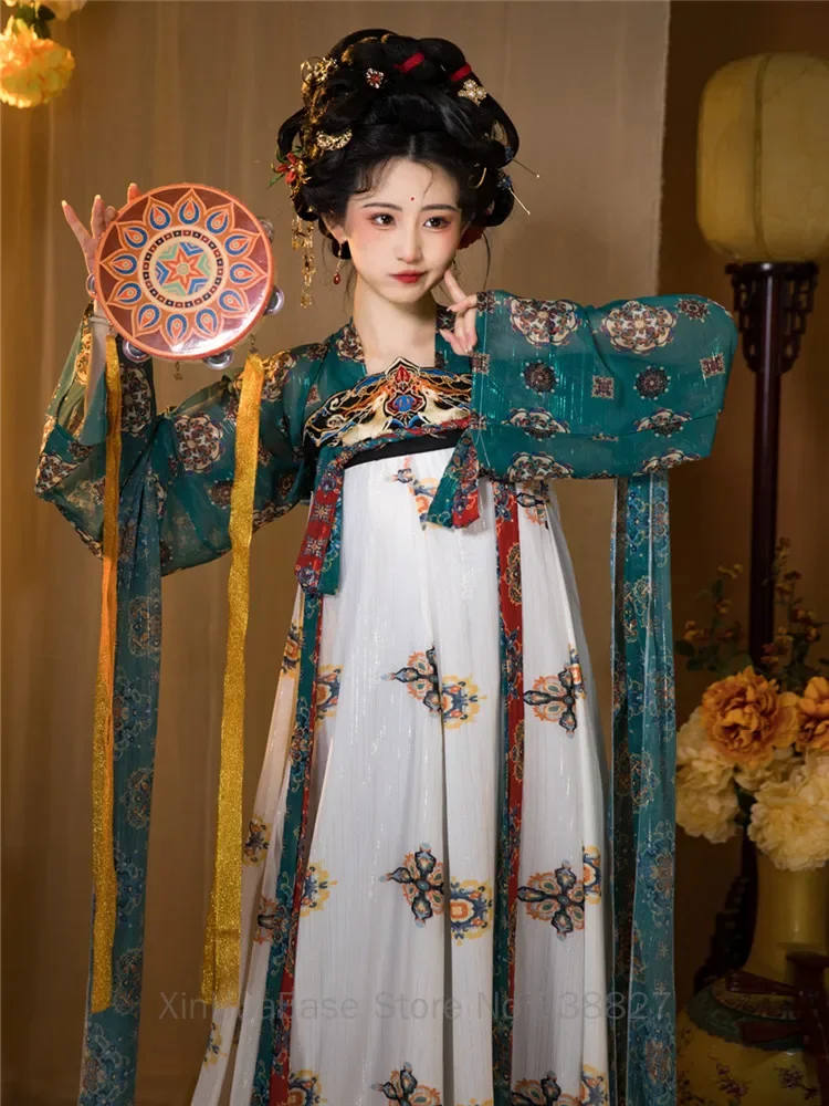 Оригинальное китайское платье ханьфу женское старое Тан восстановленная длина