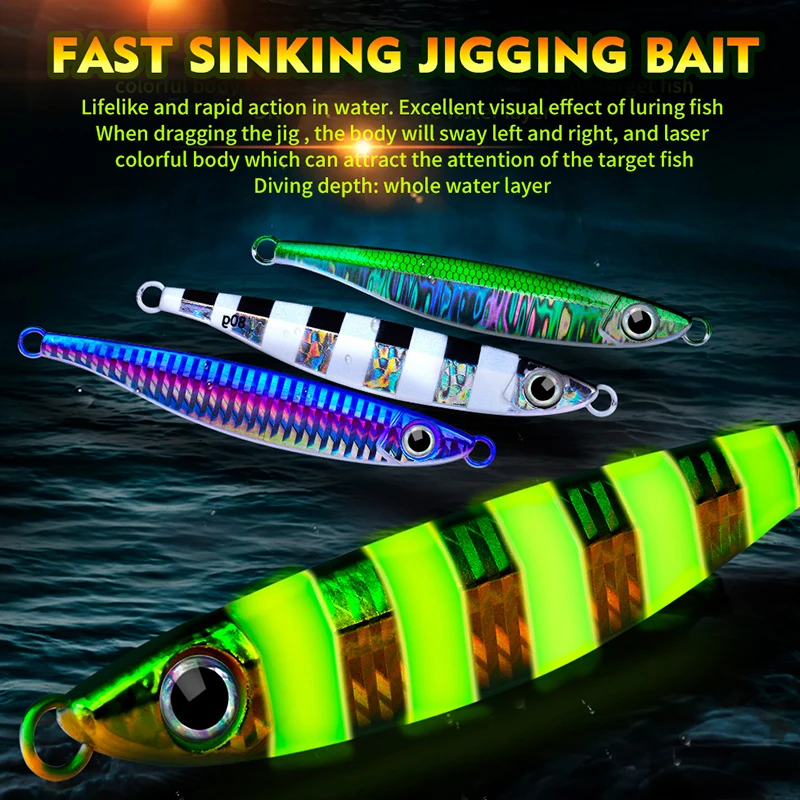 

1pcs Artificial Bait Shore Slow Jigging Super Hard Bass Metal Jig Spoon Lure Luminous Lure Fishing Tackle14/21/28/40/60/80g