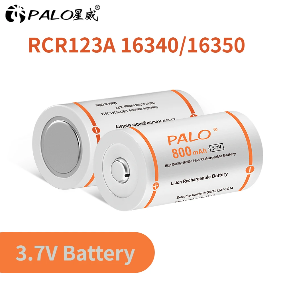 PALO Оригинал 3,7 V 800mAh литий-ионный 16340 16350 аккумулятор CR123A аккумуляторные батареи CR123 для лазерной ручки светодиодный фонарик