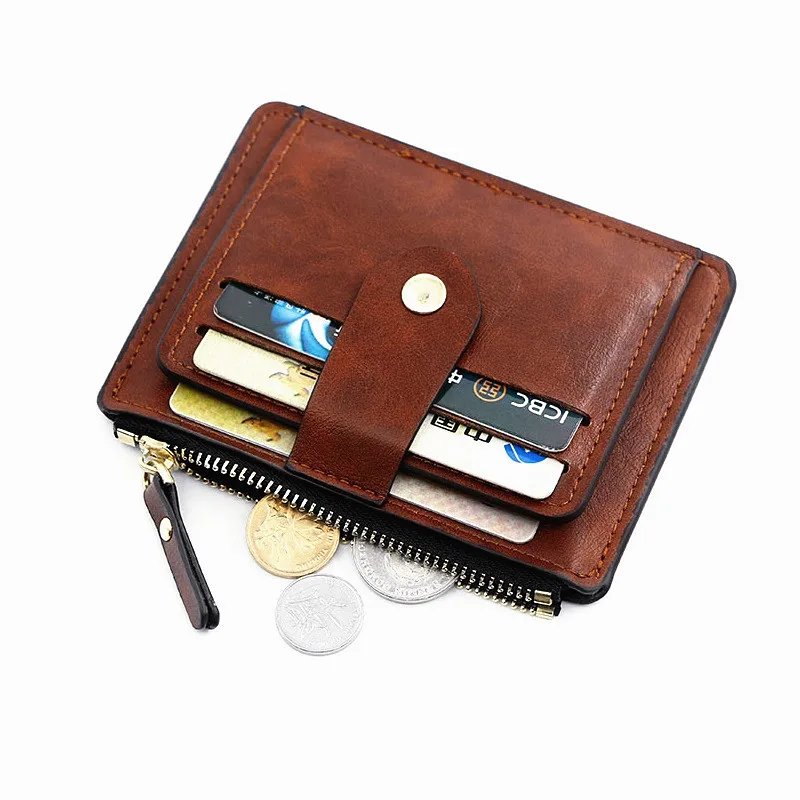 2023 New Mini Men Card Wallets Free Name Engraving Slim Purses Zipper Coin Pocket Luxury Small Men's Wallet Unisex Card Holder