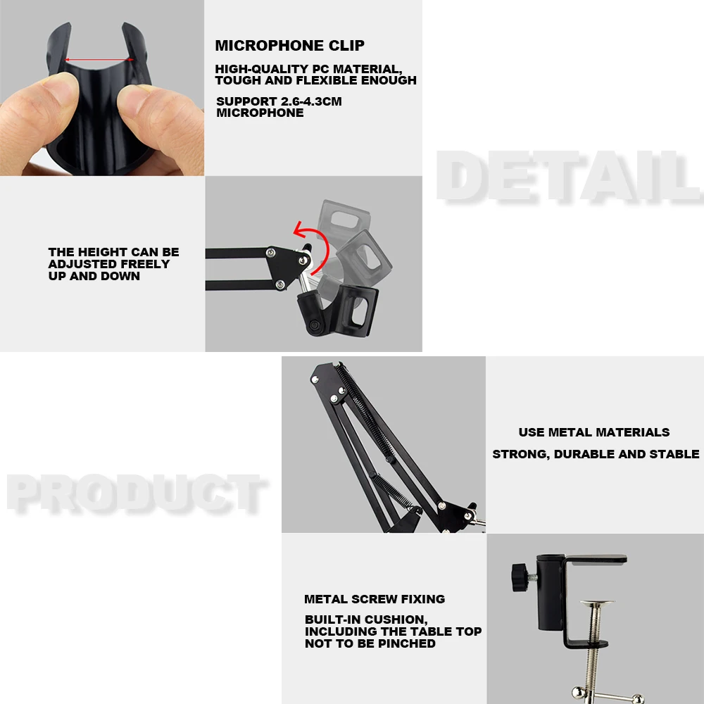 Microphone Scissor Arm Stand Bm800 Holder Tripod Microphone Stand With A Metal Spider Cantilever Bracket Universal Shock Mount enlarge