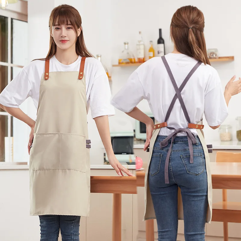 

Фартук женский на ремешке, износостойкий водонепроницаемый брезентовый, для приготовления чая с молоком, пекарни, рабочая одежда, для уборк...