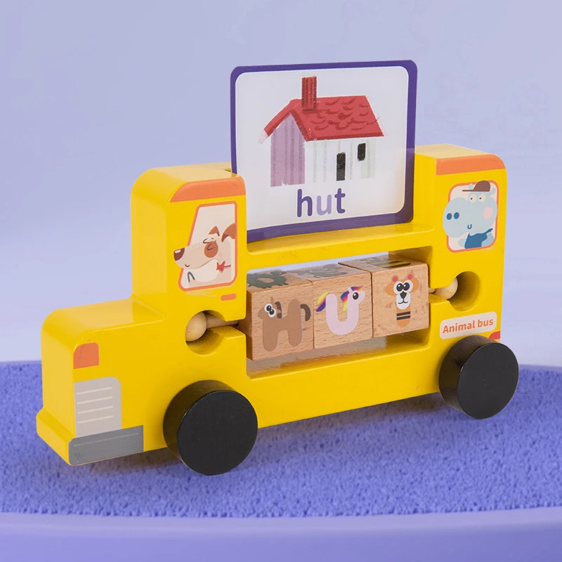 

Fun Wood Car Reading Block Baby Toy Flip Letter Spell Words According Cards Children Learning Educational Supplies Spelling Game